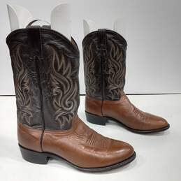 Men's Brown Leather Cowboy Boots Size 10.5