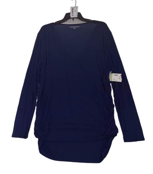 NWT Womens Navy Blue Nursing Crossover Long Sleeve Blouse Top Size XXL Plus image number 2