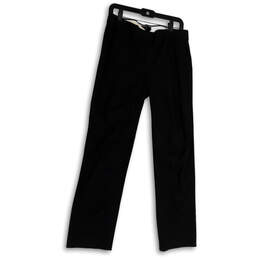 Womens Black Flat Front Pockets Regular Fit Straight Leg Chino Pants Size 8