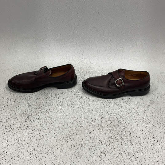 Mens Halsted Burgundy Leather Round Toe Buckle Monk Strap Dress Shoes Sz 9 image number 5