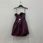 NWT Womens Purple Pleated Cocktail Brocade Flared Sequin Mini Dress Size 8 image number 2