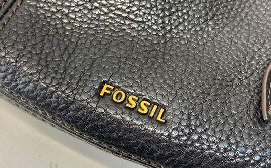 Fossil Pebble Leather Satchel Black image number 2