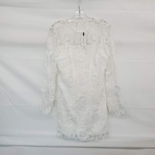 Milly White Nessa 3D Lined Floral Lace Midi Dress WM Size 10 NWT image number 1