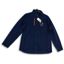 NWT Antigua Mens Blue Mock Neck Long Sleeve Full Zip Jacket Size XL