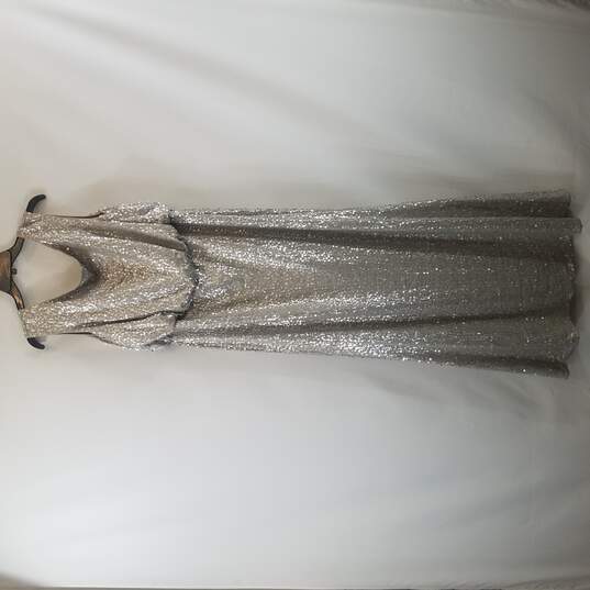 David's Bridal Women Silver Sequin Formal Sleeveless Dress Max 1X image number 2