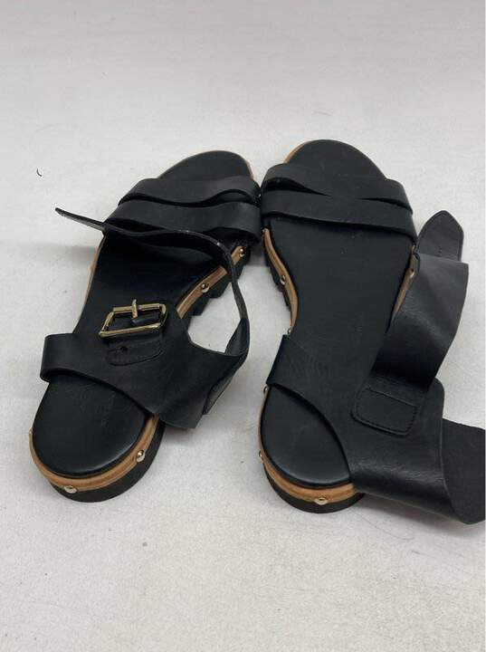 Women's Attilo Giustileo Leather Leombroni Size 39 Black Buckle Sandals image number 3
