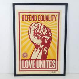 Shepard Fairey alias "Obey"  Love Unites, Signed Framed Poster