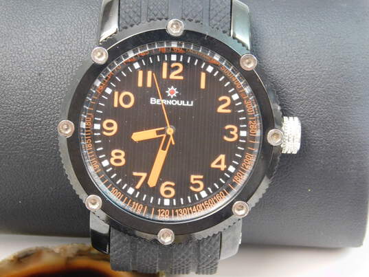 Men's Bernoulli 9823 Black Orange Analog Watch image number 1