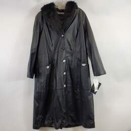 Terry Lewis Women Black Leather Coat M NWT