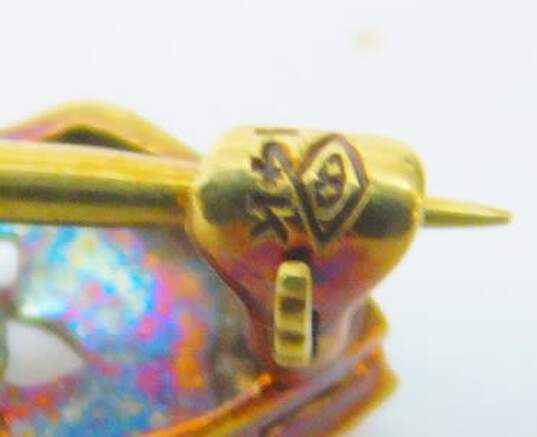 Antique Art Deco 14K Gold 0.06 CT Diamond Filigree Bar Brooch 3.4g image number 4