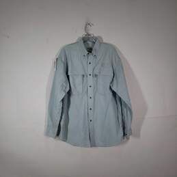 Mens Regular Fit Collared Long Sleeve Chest Pockets Button-Up Shirt Size Medium