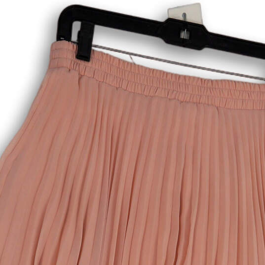 NWT Womens Pink Pleated Elastic Waist Pull-On Knee Length Flare Skirt Sz M image number 4
