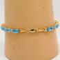 10K Yellow Gold Oval Blue Topaz Diamond Accent Tennis Bracelet 8.6g image number 3