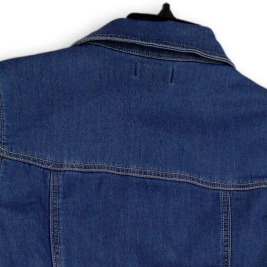 NWT Womens Blue Sleeveless Spread Collar Button Front Denim Vest Size L image number 4