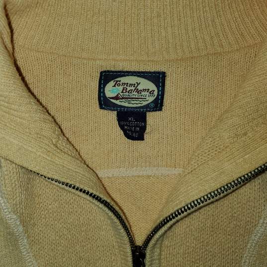 Tommy Bahama 1/4 Zip Yellow Cotton Pullover Sweater Size XL image number 3