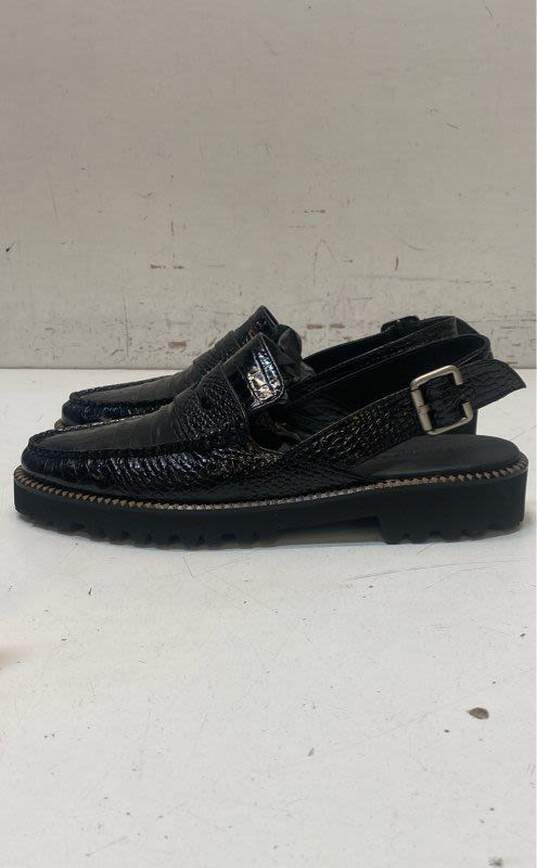Freda Salvador Croc Embossed Leather Slingback Flats Black 9 image number 2