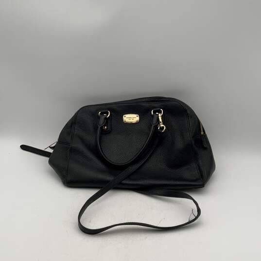 Michael Kors Womens Black Leather Top Handle Bottom Stud Satchel Bag Purse image number 1