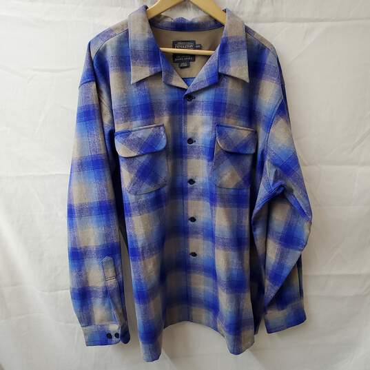 Pendleton Wool Blue Gray Flannel Original Board Shirt Size XXXL image number 1