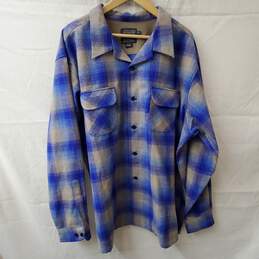 Pendleton Wool Blue Gray Flannel Original Board Shirt Size XXXL