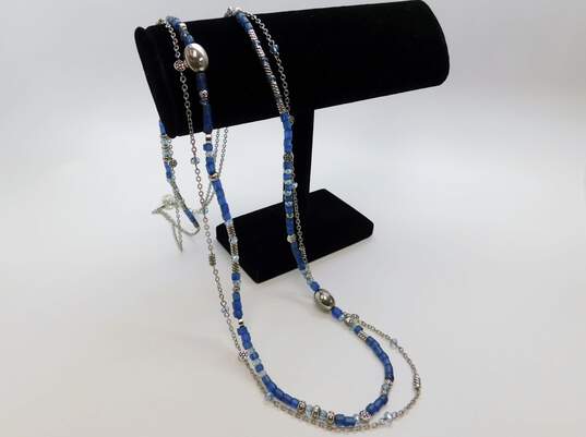 Brighton Deja View Blue & Silver Plated Bead Double Strand Necklace image number 2