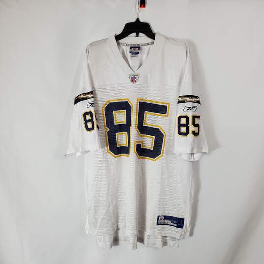 Buy the Reebok NFL Men White Chargers Football Jersey #85 Gates sz