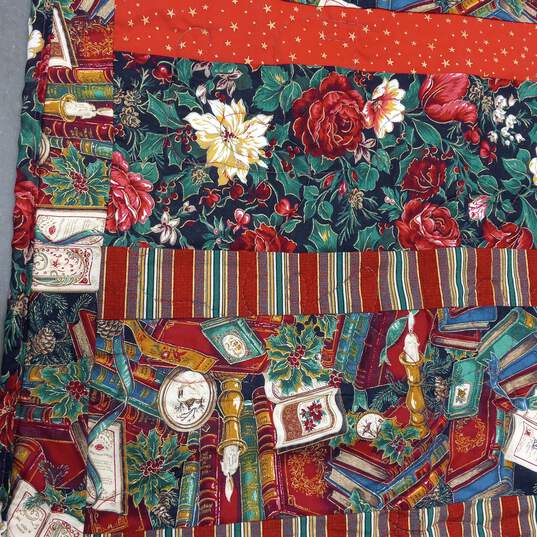 Handmade Christmas Floral Quilt - 65 L X 44.5 W Inches image number 4