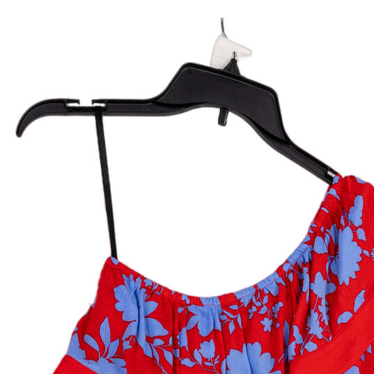 NWT Womens Red Floral One Shoulder Blouse Pullover Top Size Small image number 4