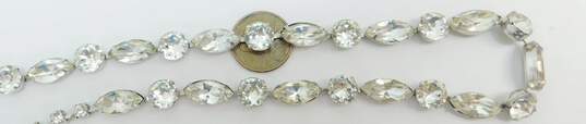 Vintage Eisenberg Ice Icy Rhinestone Silver Tone Necklace & Clip On Earrings 40.9g image number 7