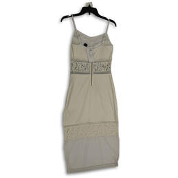 NWT Womens White Floral Lace Spaghetti Strap Back Zip Midi Slip Dress Sz 4 alternative image