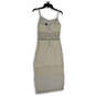 NWT Womens White Floral Lace Spaghetti Strap Back Zip Midi Slip Dress Sz 4 image number 2