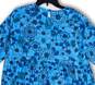NWT Womens Blue Floral 3/4 Sleeve Key Hole Back Trapeze & Swing Dress Sz XL image number 4
