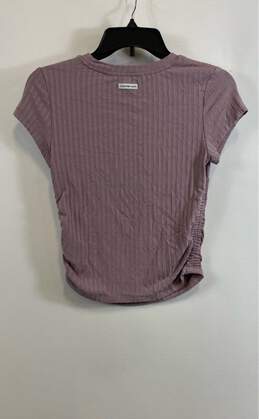 NWT Calvin Klein Jeans Womens Purple Short Sleeve Ribbed Blouse Top Size Small alternative image