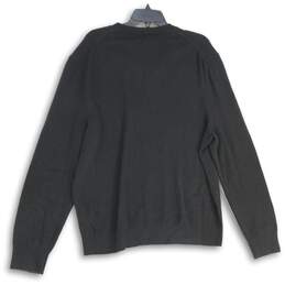 Mens Black Long Band Sleeve V-Neck Ribbed Hem Pullover Sweater Size XL alternative image