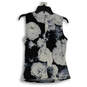 NWT Womens Black White Floral Sleeveless Back Keyhole Blouse Top Size PS image number 2