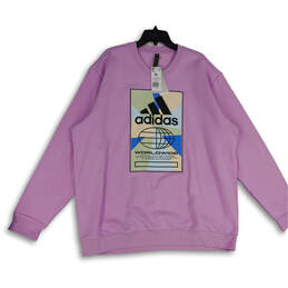 NWT Mens Purple Graphic Print Long Sleeve Pullover Sweatshirt Size 2XL