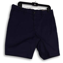 NWT Mens Blue Flat Front Slash Pockets Regular Fit Chino Shorts Size 34