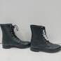 Justin Classic Black Leather Lace Up Casual Western Boots Women's Size 8B image number 4