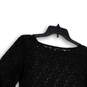 Womens Black Lace 3/4 Bell Sleeve Pullover Blouse Top Size M image number 3