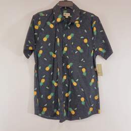 Haggar Men Pineapple Print Collared Shirt M NWT
