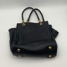 Womens Black Gold Leather Inner Outer Pockets Double Handle Shoulder Bag alternative image