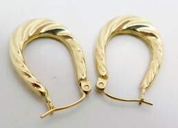14K Yellow Gold Oblong Twisted Hoop Earrings 1.5g alternative image