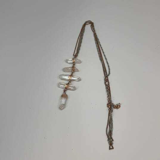 Designer Lucky Brand Two-Tone Clear Crystal Stone Adjustable Chain Necklace image number 2