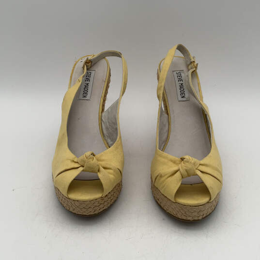 Womens Yellow Peep Toe Wedge Heel Espadrille Slingback Sandals Size 8 M image number 1