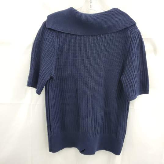 Banana Republic Women's Navy Cable Knit Short Sleeve Sweater Size Large image number 2