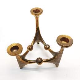 Three Sided Bronze Table Top  Tapered Candlestick Holder