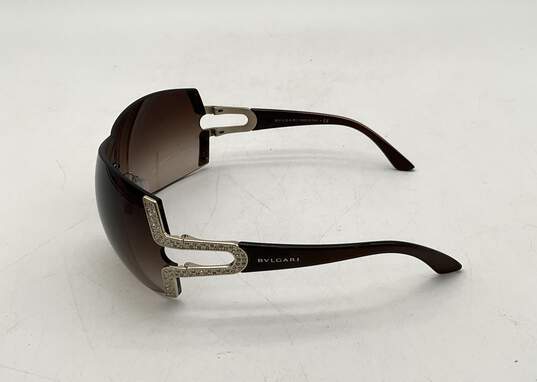 Bulgari Women's Shield Sunglasses Brown & Gold With Crystal Frame image number 4