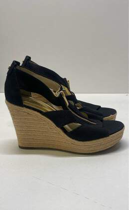 Michael Kors Damita Espadrille Wedge Shoes Black 9