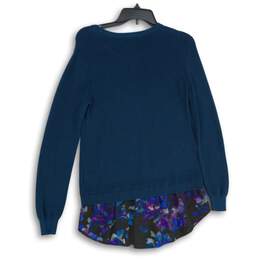 Ellen Tracy Womens Blue Crew Neck Long Sleeve Knitted Pullover Sweater Size M alternative image