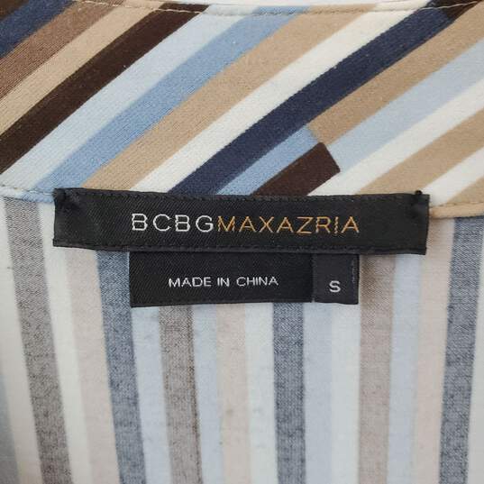 BCBGMAXAZRIA Multicolor Deep Plunge Belted Midi Dress WM Size S image number 3