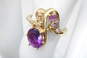 14K Yellow Gold Amethyst, Spinel & Diamond Ring, Size 4 - 3.4g image number 1